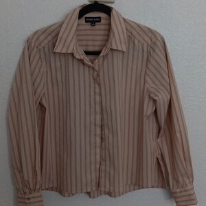Modern Works Beige Striped Button Down Shirt